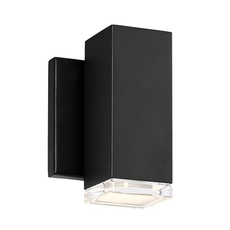 DWELED Block 1 Light LED Indoor and Outdoor Wall Light 3000K in Black WS-W618